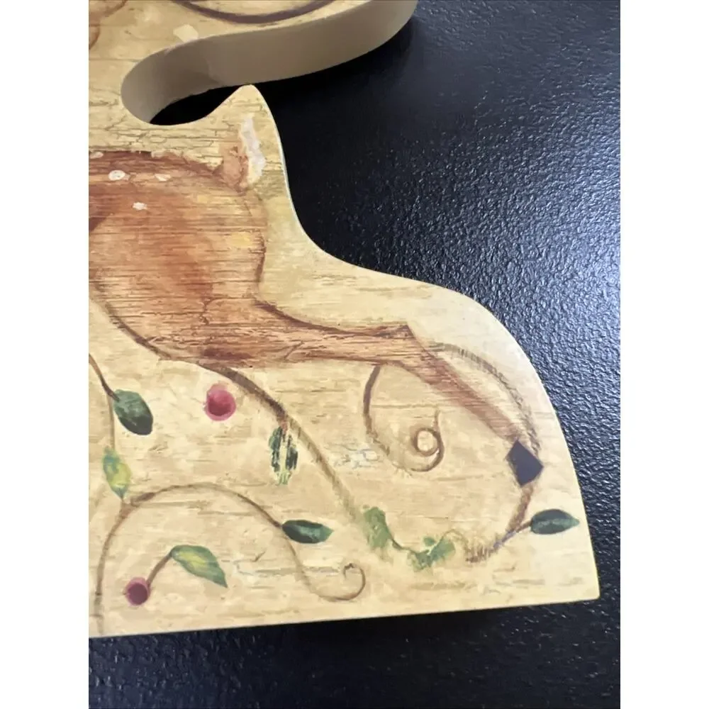 Vintage Cheri Blum Photo Clip Reindeer Holiday Christmas Wood Tabletop Stand